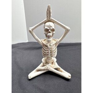 Yoga Skeleton Figurine In Lotus Pose Meditative Decor  7" Tall Halloween Chiro L
